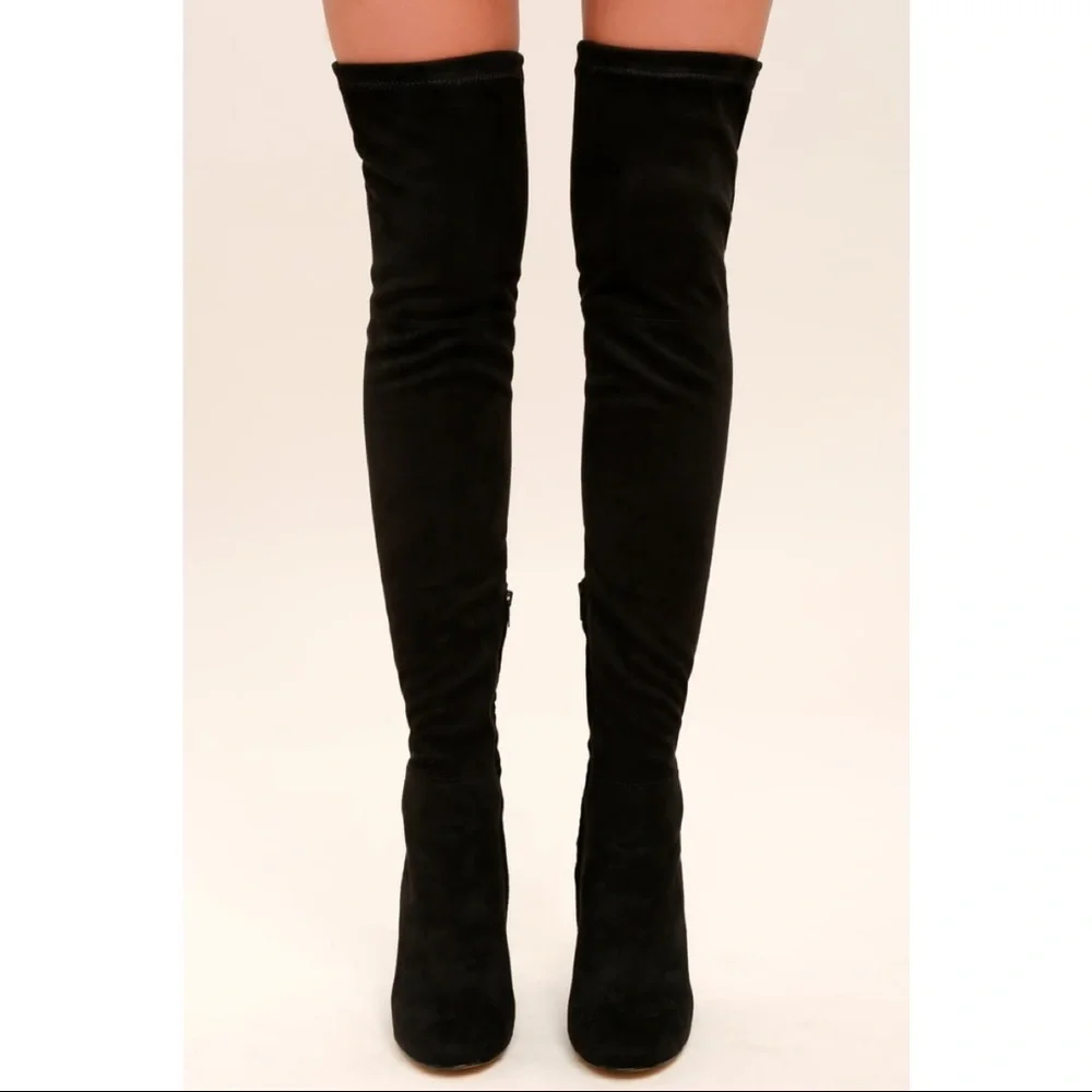 Lulu's Black Thigh High Boots - Size 6